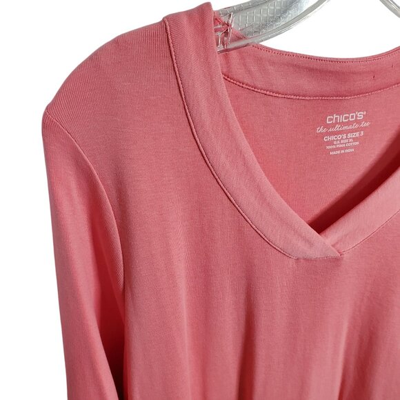 Chico's 2 Size XL Top Ultimate Tee Blocked Tunic Pima Cotton Knit Relaxed NWT - Picture 8 of 11